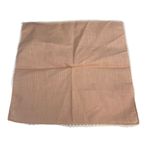 Set of 3 Mauve Pink Delicate Lace Edge Square Cloth Napkins 15” Tea Party Formal - Picture 4 of 4